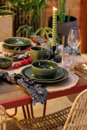 Mikasa Jardin 12-Piece Stoneware Dinner Set, Green in Dark Green - thumbnail 3