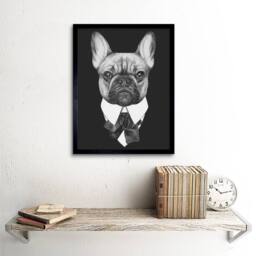 "Wee Blue Coo Bow Tie French Bulldog Home Decor 12x16"" Framed Art Print in Black - Size: W12"" x H16""" - thumbnail 2
