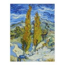 "Artery8 The Poplars at Saint Remy Van Gogh Vintage Wall Art Print Poster in Blue - Size: W12"" x H16""" - thumbnail 1