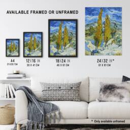 "Artery8 The Poplars at Saint Remy Van Gogh Vintage Wall Art Print Poster in Blue - Size: W12"" x H16""" - thumbnail 3