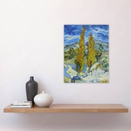 "Artery8 The Poplars at Saint Remy Van Gogh Vintage Wall Art Print Poster in Blue - Size: W12"" x H16""" - thumbnail 4