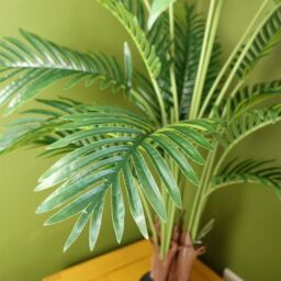 Leaf 110cm Large Artificial Areca Palm Tree Potted in Black Pot in Green - thumbnail 2