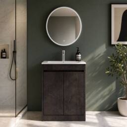 Balterley Chartley 2 Door Vanity Unit, Minimalist Basin, 600mm, Slate in Grey - thumbnail 4