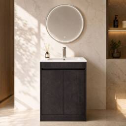 Balterley Chartley 2 Door Vanity Unit, Minimalist Basin, 600mm, Slate in Grey - thumbnail 6