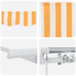 Berkfield Home Retractable Awning Manual Yellow & White 400x200 cm Fabric - thumbnail 8