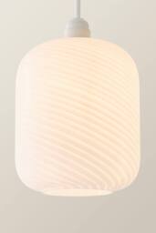 ValueLights Emery Frosted Oval Swirl Glass Easy Fit Ceiling Lamp Shade with Bulb in White - thumbnail 3