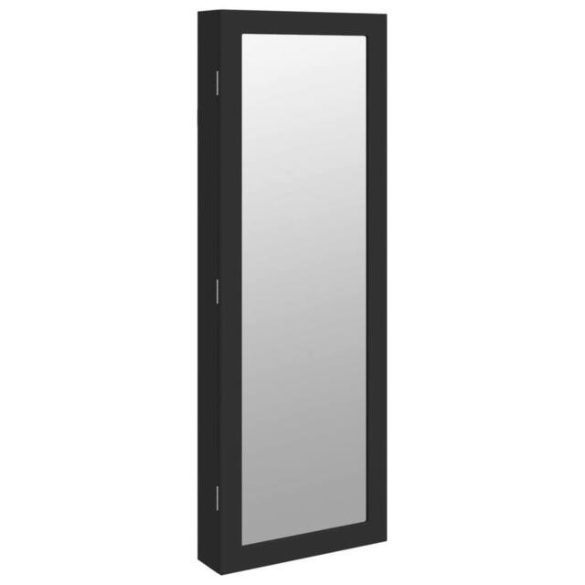 Berkfield Home Mirror Jewellery Cabinet with LED Lights Wall Mounted Black - image 1