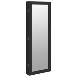Berkfield Home Mirror Jewellery Cabinet with LED Lights Wall Mounted Black