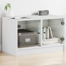 Berkfield Home TV Cabinet with Glass Doors White 68x37x42 cm - Size: 68 x 37 x 42 cm