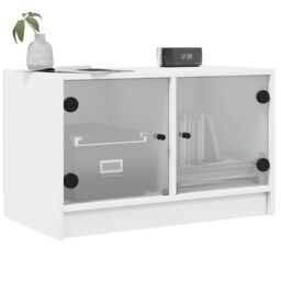 Berkfield Home TV Cabinet with Glass Doors White 68x37x42 cm - Size: 68 x 37 x 42 cm - thumbnail 4