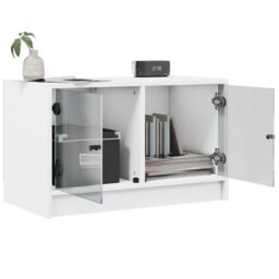 Berkfield Home TV Cabinet with Glass Doors White 68x37x42 cm - Size: 68 x 37 x 42 cm - thumbnail 5
