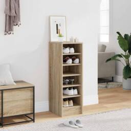 Berkfield Home Shoe Cabinet Sonoma Oak 31.5x35x90 cm Engineered Wood in Brown - thumbnail 2
