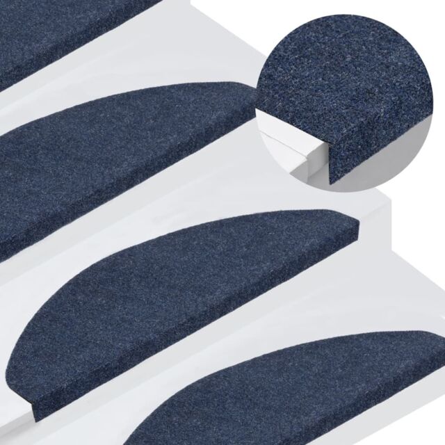 Berkfield Home Stair Mats Self-adhesive 15 pcs 65x22.5x3.5 cm Blue - Size: Medium - image 1