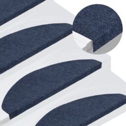 Berkfield Home Stair Mats Self-adhesive 15 pcs 65x22.5x3.5 cm Blue - Size: Medium - thumbnail 1