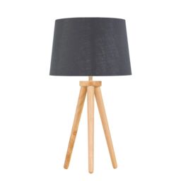 First Choice Lighting Set of 2 Light Oak Table Lamp or Bedside Lights with Grey Silver Shade in Brown - thumbnail 2