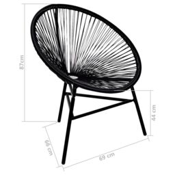 Berkfield Home Garden Moon Chair Poly Rattan Black - thumbnail 4