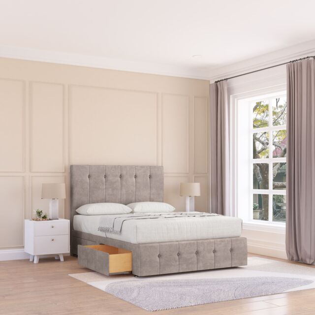 "Sloomy Cambridge Plush Bed Set, No Drawers Mattress & 54"" Headboard in Stone - Size: King" - image 1
