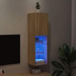 Berkfield Home TV Cabinet with LED Lights Sonoma Oak 30.5x30x102 cm in Brown - thumbnail 5