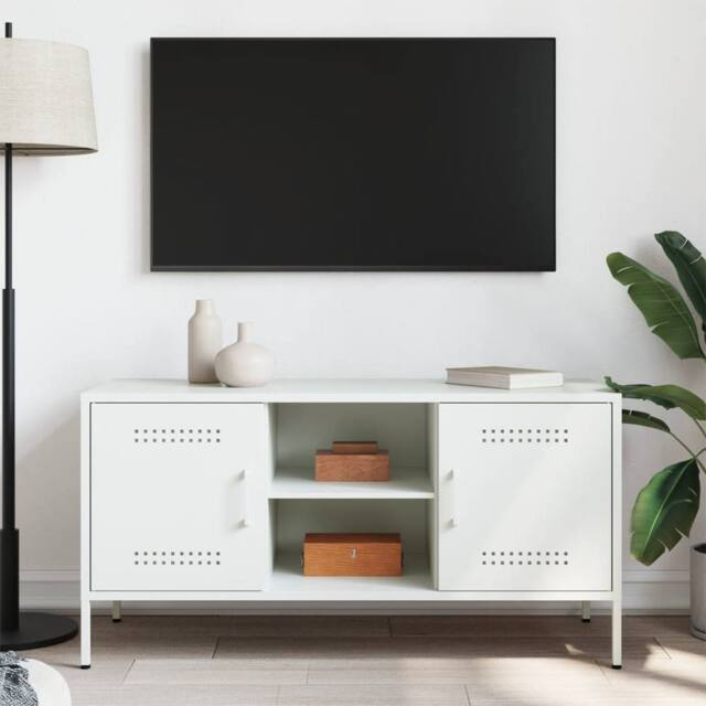 Berkfield Home TV Cabinet White 100.5x39x50.5 cm Steel - image 1