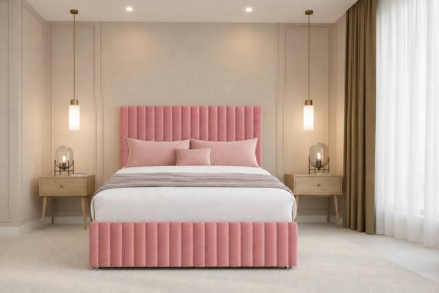 "Chester & Oakley Ravello Plush Divan No Drawers 12""Footboard 26""Headboard in Pink - Size: Small Double" - image 1