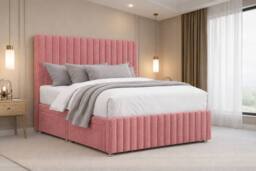 "Chester & Oakley Ravello Plush Divan No Drawers 12""Footboard 26""Headboard in Pink - Size: Small Double" - thumbnail 2