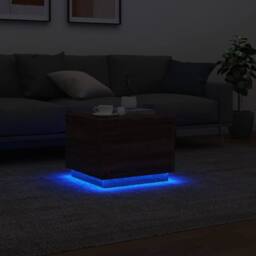 Berkfield Home Coffee Table with LED Lights Brown Oak 50x50x40 cm - Size: 50 x 50 x 40 cm - thumbnail 5