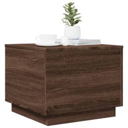 Berkfield Home Coffee Table with LED Lights Brown Oak 50x50x40 cm - Size: 50 x 50 x 40 cm - thumbnail 6