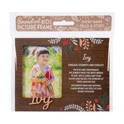 History & Heraldry Personalised Kids Wooden Picture Frame - Ivy in Brown - thumbnail 1