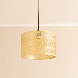 ValueLights Casablanca Pair of 31cm Gold Easy Fit Metal Drum Lamp Shades - thumbnail 3