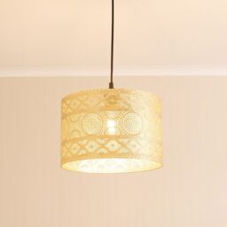 ValueLights Casablanca Pair of 31cm Gold Easy Fit Metal Drum Lamp Shades - thumbnail 1
