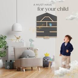 tectake Mylittlestory House Wall Shelf For Up To 50 Tonies in Dark Grey - thumbnail 8