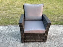 Fimous Rattan Garden Furniture Set Outdoor Lounge Corner Sofa Set With Square Coffee Table 2 Armchairs 8 Seater Dark Grey Mixed - thumbnail 5