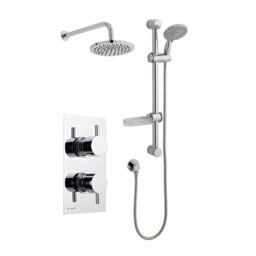 Clifton Chrome Shower with Hung Slide Rail Kit & Overhead Drencher in Silver - thumbnail 4