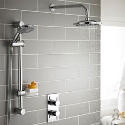 Clifton Chrome Shower with Hung Slide Rail Kit & Overhead Drencher in Silver