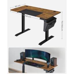 KORVIXA Standing Desk Height Adjustable Desk in Brown - Size: 100 cm - thumbnail 2