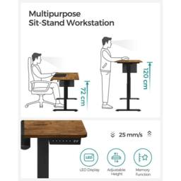 KORVIXA Standing Desk Height Adjustable Desk in Brown - Size: 100 cm - thumbnail 3
