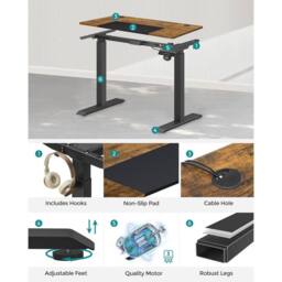 KORVIXA Standing Desk Height Adjustable Desk in Brown - Size: 100 cm - thumbnail 5