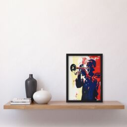 "Artery8 Jazz Music Trumpet Player Portrait Graphic Design Framed Art Print in Red - Size: W12"" x H16""" - thumbnail 4