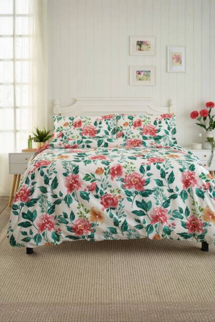 Deyongs Wild Peony Cotton Printed Duvet Set - Size: Double - image 1