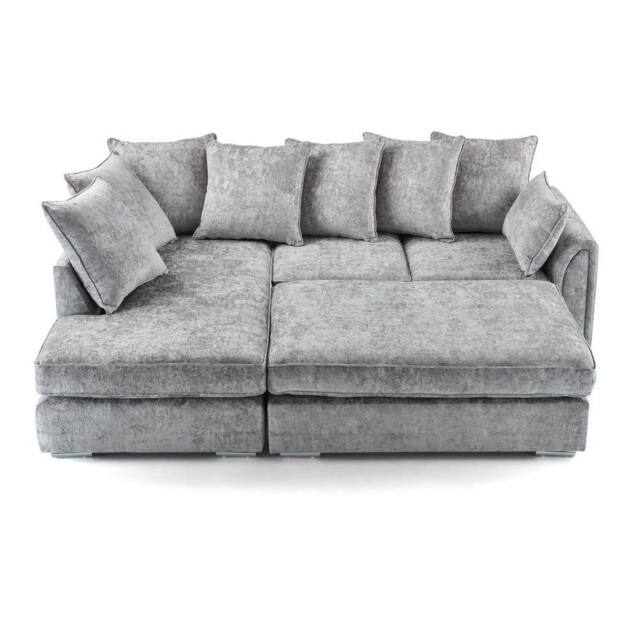 Furniture 786 Chiswick Left Hand Facing Corner Sofa with Footstool in Silver - image 1
