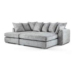 Furniture 786 Chiswick Left Hand Facing Corner Sofa with Footstool in Silver - thumbnail 3
