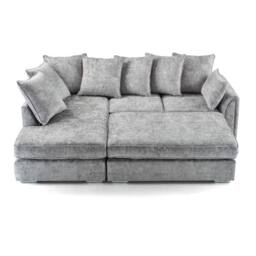 Furniture 786 Chiswick Left Hand Facing Corner Sofa with Footstool in Silver - thumbnail 1