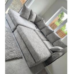 Furniture 786 Chiswick Left Hand Facing Corner Sofa with Footstool in Silver - thumbnail 2