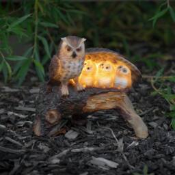 Globrite Solar Owl Family Resin Statue with LED Light Garden Outdoor Ornament - thumbnail 7