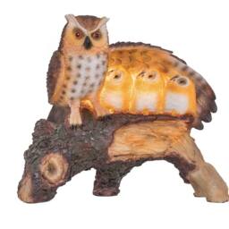 Globrite Solar Owl Family Resin Statue with LED Light Garden Outdoor Ornament - thumbnail 2