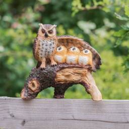 Globrite Solar Owl Family Resin Statue with LED Light Garden Outdoor Ornament - thumbnail 3