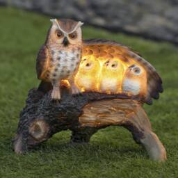 Globrite Solar Owl Family Resin Statue with LED Light Garden Outdoor Ornament