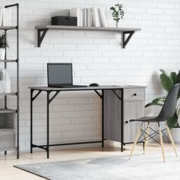 Berkfield Home Computer Desk Grey Sonoma 131x48x75 cm Engineered Wood - Size: 131 x 48 x 75 cm - thumbnail 1
