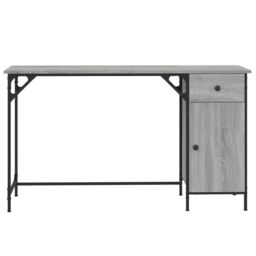 Berkfield Home Computer Desk Grey Sonoma 131x48x75 cm Engineered Wood - Size: 131 x 48 x 75 cm - thumbnail 5