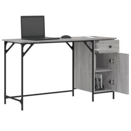 Berkfield Home Computer Desk Grey Sonoma 131x48x75 cm Engineered Wood - Size: 131 x 48 x 75 cm - thumbnail 4